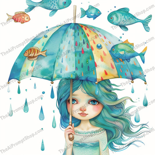 Whimsical Umbrella Girl Art AI MidJourney Image Prompt, 9440 Storybook Illustrations, midjourney, whimsical, umbrella, girl, storybook, illustration, fantasy, magic, enchanting, colorful, vibrant, imaginative, art, decor, design, creative, playful, unique, detailed, beautiful, charming, Midjourney, Ai, Ai Image Prompt, Image Prompt, Prompt