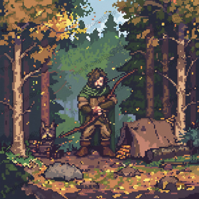 Medieval Pixel Art AI MidJourney Image Prompt, 8227Adventure, Armory, Atmospheric, Bygone Era, Candle-lit, Detailed, Forest Chapel, Intricate, Knight, Map, Medieval Pixel Art, Monk, Mystery, Ranger, Retro Art, Storytellingmidjourney, Vibrant Colors