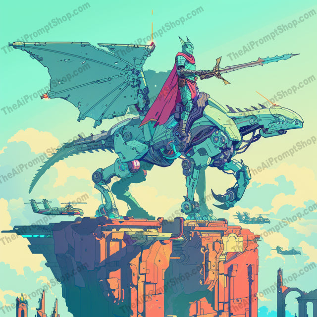 Illustrative Fantasy and Sci-Fi Artwork AI MidJourney Image Prompt, 8385adventure, Ai, Ai Image Prompt, astronaut, colorful, creative, digital art, dragon, Fantasy, futuristic, illustration, Image Prompt, imaginative, knight, magic, midjourney, mythical, Prompt, retro, robotic creature, sci-fi, sea serpent, spaceship, vibrant, whimsical, wizard