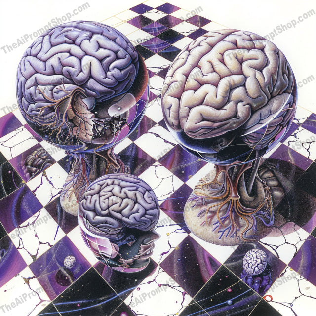 Surrealist Anatomy Art AI MidJourney Image Prompt, 8222abstract, anatomy art, brain, captivating, checkerboard, creative, detailed, dice, dominoes, exploration, eye, hands, heart, human organs, imaginative, patterns, surrealism, surrealist art, unexpected, unusualmidjourney, vivid colors