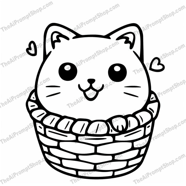 Cute Kawaii Doodle AI MidJourney Image Prompt, 9626 Animals, midjourney, kawaii, doodle, cute, illustration, ice cream, cupcake, sun, cat, basket, line art, black and white, simple, whimsical, adorable, fun, childlike, innocent, playful, food, animal, character, Midjourney, Ai, Ai Image Prompt, Image Prompt, Prompt