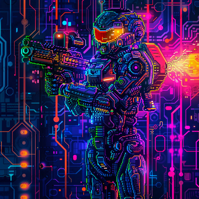 Pixel Art Collage AI MidJourney Image Prompt, 9527 Futuristic, midjourney, pixel art, retro, futuristic, racing, dragon, cybernetic, soldier, astronaut, cosmic, vibrant, detailed, classic, video game graphics, mythical, space, cyberpunk, fantasy, high-speed, technology, alien planets, adventure, Midjourney, Ai, Ai Image Prompt, Image Prompt, Prompt
