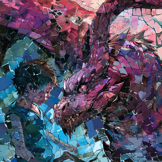 AI MidJourney Image Prompt, Fragmented Fantasia, 4865Artistic storytelling, chat gpt, chat gpt prompts, chatgpt, chatgpt prompts, Colorful fragments, Cracked canvas, Creative expression, Dragon companions, Dreamlike interaction, Enchanted encounters, Fragmented reality, Imaginative children, midjourney, Mosaic art, Mythical connection, Pieces of imagination, Scary, Stylized fantasy, Surreal companionship, Vibrant fantasy, Whimsical bonds