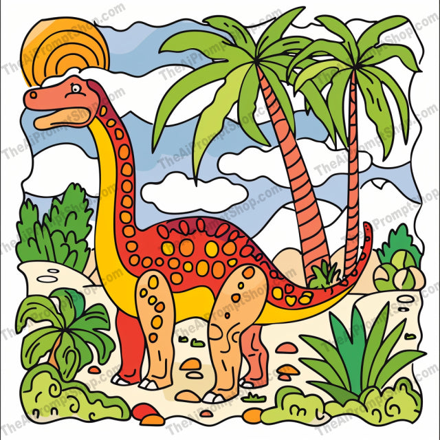 Colorful Cartoon Illustration AI MidJourney Image Prompt, 9567 Coloring Pages, midjourney, cartoon, whimsical, rocket ship, happy sun, rainbow, dinosaur, jungle, palm trees, sailboat, ocean, stars, clouds, kids art, playful, colorful, illustration, fun, vibrant, creative, artwork, Midjourney, Ai, Ai Image Prompt, Image Prompt, Prompt