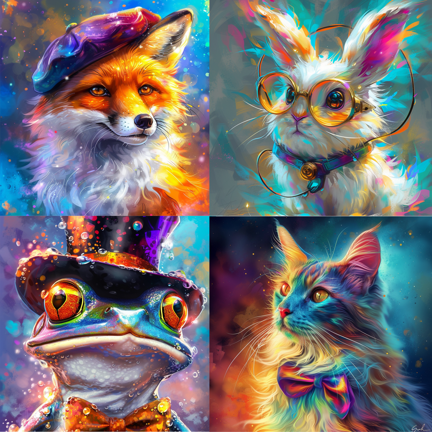 Animal illustration in a colorful style created from an AI image prompt.