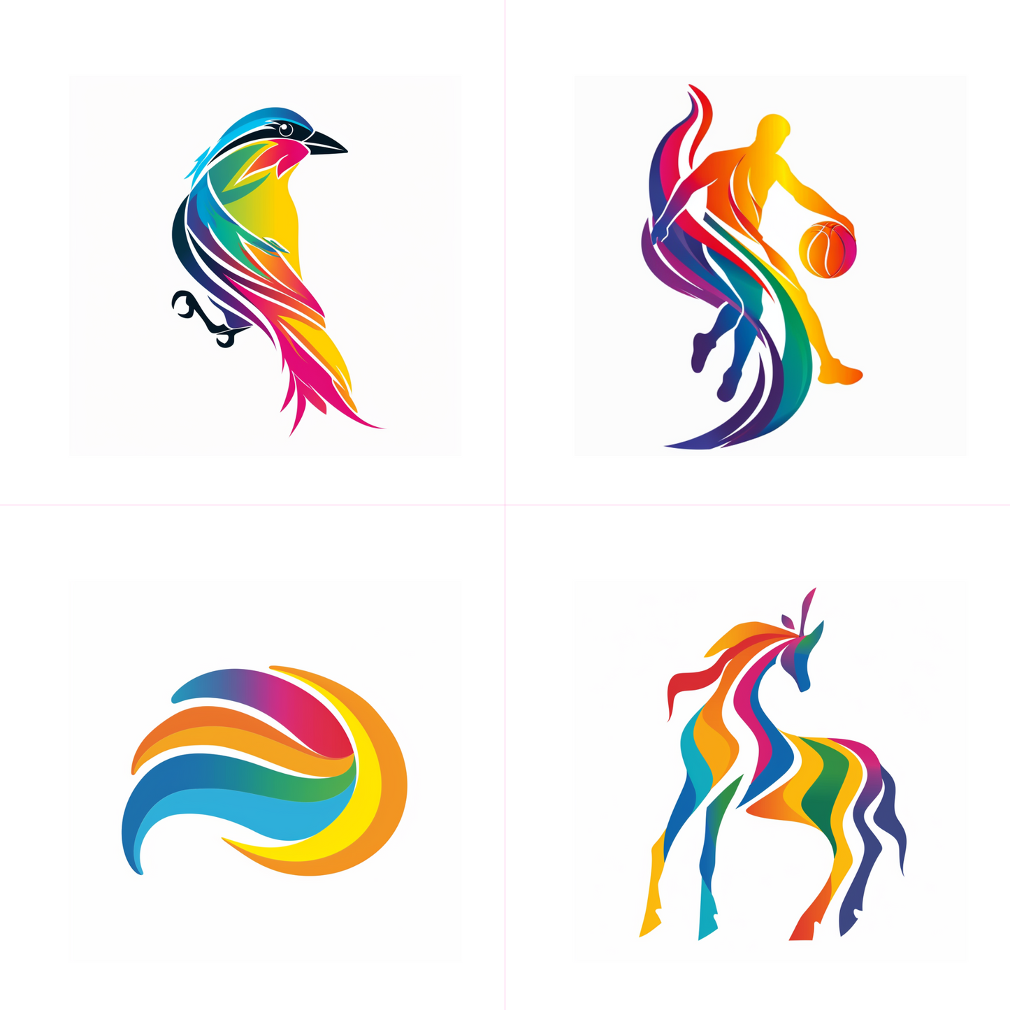 Logos in a abstract style created from an AI image prompt.