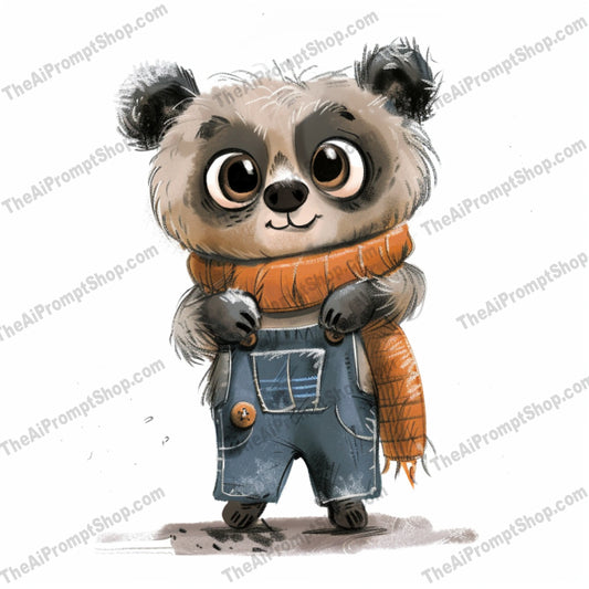 Cute Animals in Scarves and Overalls AI MidJourney Image Prompt, 9389 Storybook Illustrations, midjourney, cute animals, baby panda, cat illustration, puppy drawing, scarves, overalls, adorable pets, animal art, digital illustration, hand-drawn style, cozy outfits, warm color palette, animal lovers, character art, charming, illustration, pet fashion, stylish animals, winter wear, furry friends, Midjourney, Ai, Ai Image Prompt, Image Prompt, Prompt