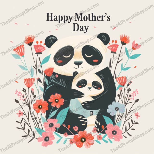 Sweet Mother's Day Animal Illustrations AI MidJourney Image Prompt, 8050adorable animals, animal lovers art, celebration art, cheerful decor, cute animal cards, cute animal gifts, cute animal illustrations, elephant art, family love art, floral illustrations, floral Mother's Day, happy Mother's Day design, heartwarming illustrations, koala art, midjourney, Mother's Day art, Mother's Day decor, Mother's Day wall art, panda art, whimsical animal art