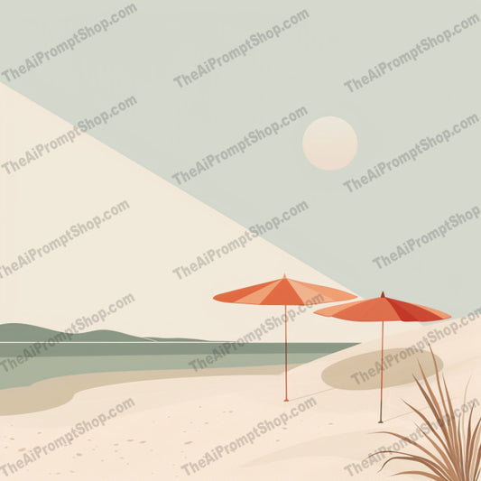 Minimalist Serene Scenes AI MidJourney Image Prompt, 9552 Landscapes & Paintings, midjourney, minimalist, serene, tranquil, beach, umbrellas, café, interior, cabin, lakeside, Japanese garden, trees, lake, water, cozy, peaceful, quiet, relaxing, nature, calm, scenic, Midjourney, Ai, Ai Image Prompt, Image Prompt, Prompt