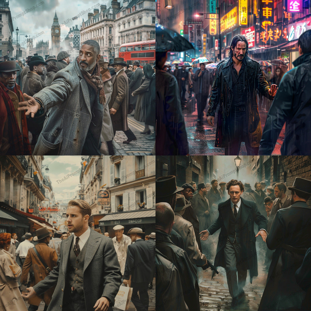 Historical Street Scenes AI MidJourney Image Prompt, 8972 Landscapes & Paintings, midjourney, historical, vintage, cityscape, dramatic, nostalgic, street scene, rainy, misty, fashion, retro, classic, urban, people, crowd, timeless, atmospheric, cinematic, umbrellas, old-world, men's fashion, Midjourney, Ai, Ai Image Prompt, Image Prompt, Prompt