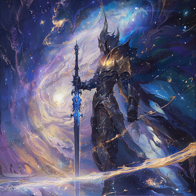 Celestial Fantasy Warriors AI MidJourney Image Prompt, 8040AI image prompts, artistic exploration, celestial designs, celestial fantasy, cosmic journey, cosmic magic, cosmic mysticism, cosmic warriors, creative inspiration, epic fantasy, ethereal warriors, fantasy character design, fantasy storytelling, fantasy worlds, magical beings, midjourney, otherworldly art, otherworldly visuals, star-filled skies, starry night art, visionary art