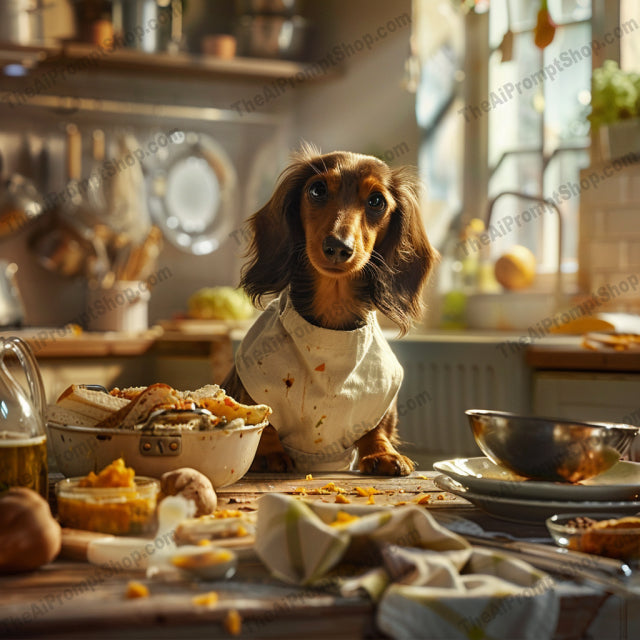 Adorable Dogs in the Kitchen AI MidJourney Image Prompt, 9106 Animals, midjourney, dogs, adorable, kitchen, aprons, cozy, well-lit, charming, whimsical, humor, decorations, social media, print, puppies, cooking, food, animals, cute, indoor, canine, pets, backgrounds, Midjourney, Ai, Ai Image Prompt, Image Prompt, Prompt