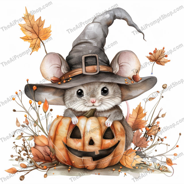 Cute Woodland Animals in Witch Hats AI MidJourney Image Prompt, 8995 Animals, midjourney, woodland animals, witch hats, autumn, pumpkins, cute animals, fall season, forest creatures, magical, whimsical, illustration, bunny, deer, mouse, squirrel, witchy, festive, Halloween, animal art, adorable, fantasy, Midjourney, Ai, Ai Image Prompt, Image Prompt, Prompt