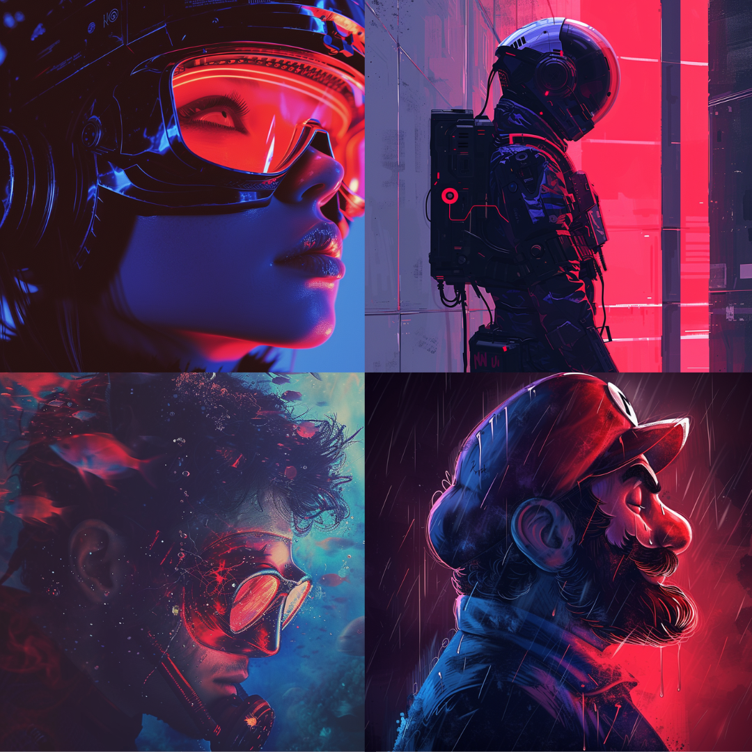Neon Dreams and Cybernetic Echoes AI MidJourney Image Prompt, Character Art, 4246chat gpt, chat gpt prompts, chatgpt, chatgpt prompts, Cybernetic art, Cyberpunk aesthetic, Cyberpunk vibes, Digital realm, Digital warrior, Futuristic fashion, Futuristic portraits, High-tech soldier, midjourney, Neon fantasy, Neon glow, Neon noir, Neon-drenched streets, Retrofuturism, Sci-fi character art, Sci-fi concept art, Sci-fi helmets, Urban techno, Virtual explorer, Virtual reality, Vivid colors