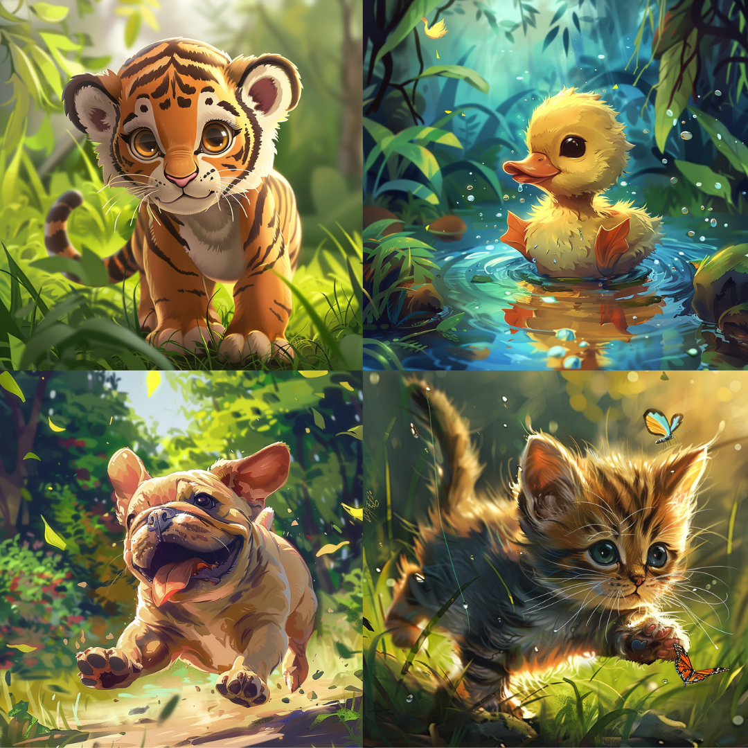 Animal illustration in a colorful style created from an AI image prompt.