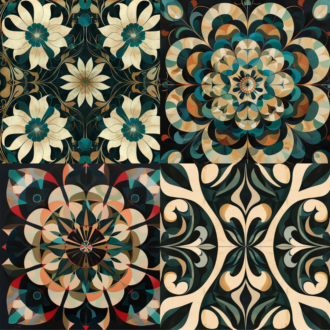 Ornate symmetry illustration in a elegant style created from an AI image prompt.