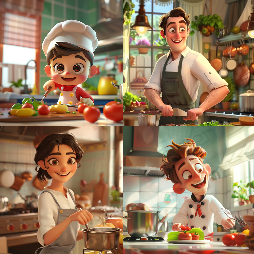 Culinary creations in 3d illustration created from an AI image prompt.