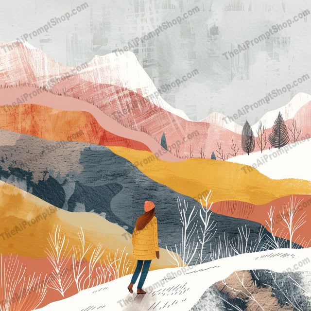 AI MidJourney Image Prompt, Alpine Adventures, 4737Alpine trek, Charming slopes, chat gpt, chat gpt prompts, chatgpt, chatgpt prompts, Illustrated adventure, Landscapes, midjourney, Mountain expedition, Pastel snowscapes, Snowy escapade, Storybook mountains, Stylized peaks, Winter sports charm, Winter wanderlust