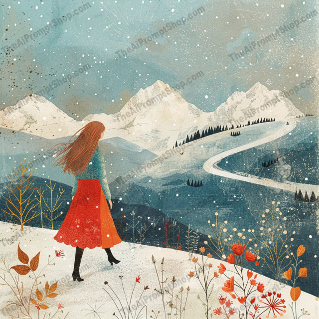 AI MidJourney Image Prompt, Alpine Adventures, 4737Alpine trek, Charming slopes, chat gpt, chat gpt prompts, chatgpt, chatgpt prompts, Illustrated adventure, Landscapes, midjourney, Mountain expedition, Pastel snowscapes, Snowy escapade, Storybook mountains, Stylized peaks, Winter sports charm, Winter wanderlust