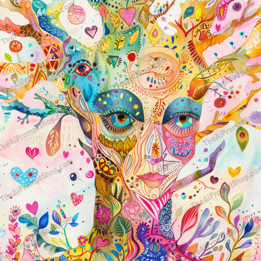 Whimsical Watercolor Fantasy AI MidJourney Image Prompt, 8042AI image prompts, artistic creativity, artistic exploration, colorful designs, colorful fantasy, creative inspiration, creative prompts, dreamy landscapes, enchanting characters, imaginative art, joyful art, lighthearted visuals, midjourney, playful illustrations, storytelling art, vibrant art, watercolor fantasy, watercolor painting, whimsical designs, whimsical watercolor