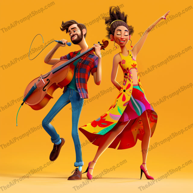 AI MidJourney Image Prompt, Joyful Jives and Jigs, 51523D animated dance, Animation, Captivating dance sequence, cartoon, Character choreography, Dance floor excitement, Energetic characters, Expressive movement, Festive spirit, Joyful dance scene, Lively animation, midjourney, Musical animation, Playful dance moves, Rhythmic storytelling