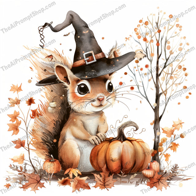 Cute Woodland Animals in Witch Hats AI MidJourney Image Prompt, 8995 Animals, midjourney, woodland animals, witch hats, autumn, pumpkins, cute animals, fall season, forest creatures, magical, whimsical, illustration, bunny, deer, mouse, squirrel, witchy, festive, Halloween, animal art, adorable, fantasy, Midjourney, Ai, Ai Image Prompt, Image Prompt, Prompt