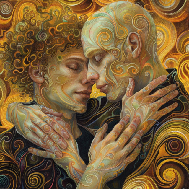Abstract Romantic Embrace AI MidJourney Image Prompt, 9507 Portraits & People, midjourney, abstract, romantic, embrace, couples, artwork, textured, swirl patterns, vivid colors, emotional, intimate, connection, art, decor, romance, modern art, love, beauty, creative, artistic, canvas, Midjourney, Ai, Ai Image Prompt, Image Prompt, Prompt