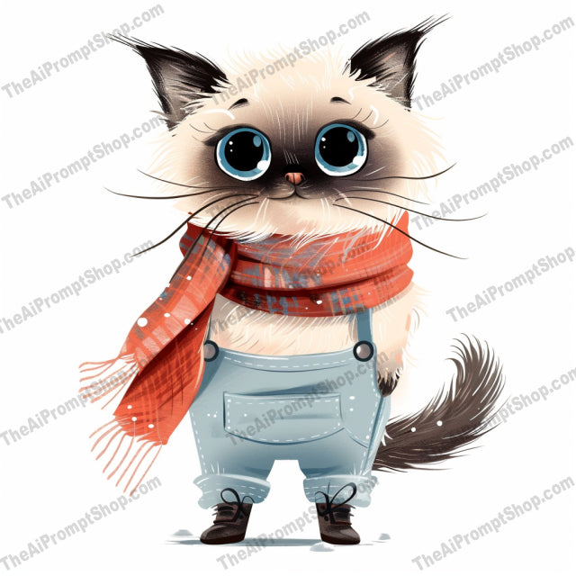 Cute Animals in Scarves and Overalls AI MidJourney Image Prompt, 9389 Storybook Illustrations, midjourney, cute animals, baby panda, cat illustration, puppy drawing, scarves, overalls, adorable pets, animal art, digital illustration, hand-drawn style, cozy outfits, warm color palette, animal lovers, character art, charming, illustration, pet fashion, stylish animals, winter wear, furry friends, Midjourney, Ai, Ai Image Prompt, Image Prompt, Prompt