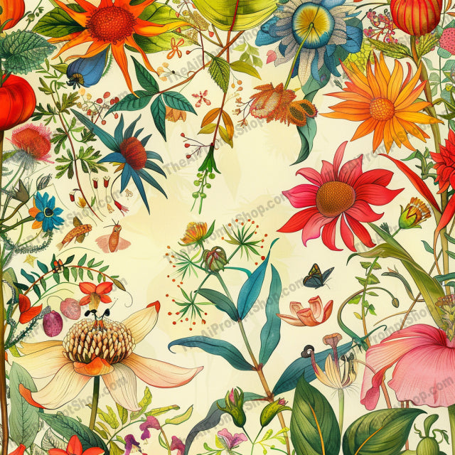 AI MidJourney Image Prompt, Botanical Corners: A Floral Frame Series, 4471Artistic nature frame, Blossom frame art, Botanical frame design, Botanical illustration border, Colorful floral margin, Decorative floral vignette, Floral border illustration, Florals, Flower corner graphics, Garden illustration border, midjourney, Nature frame artwork, Wildflower edges