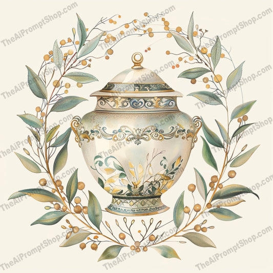 Elegant Vintage Porcelain AI MidJourney Image Prompt, 8171aesthetic, antique, artwork, beautiful, charm, classic, classical, craftsmanship, delicate, design, elegant, floral, intricate, ornatemidjourney, pattern, soft colors, sophisticated, timeless, vintage porcelain