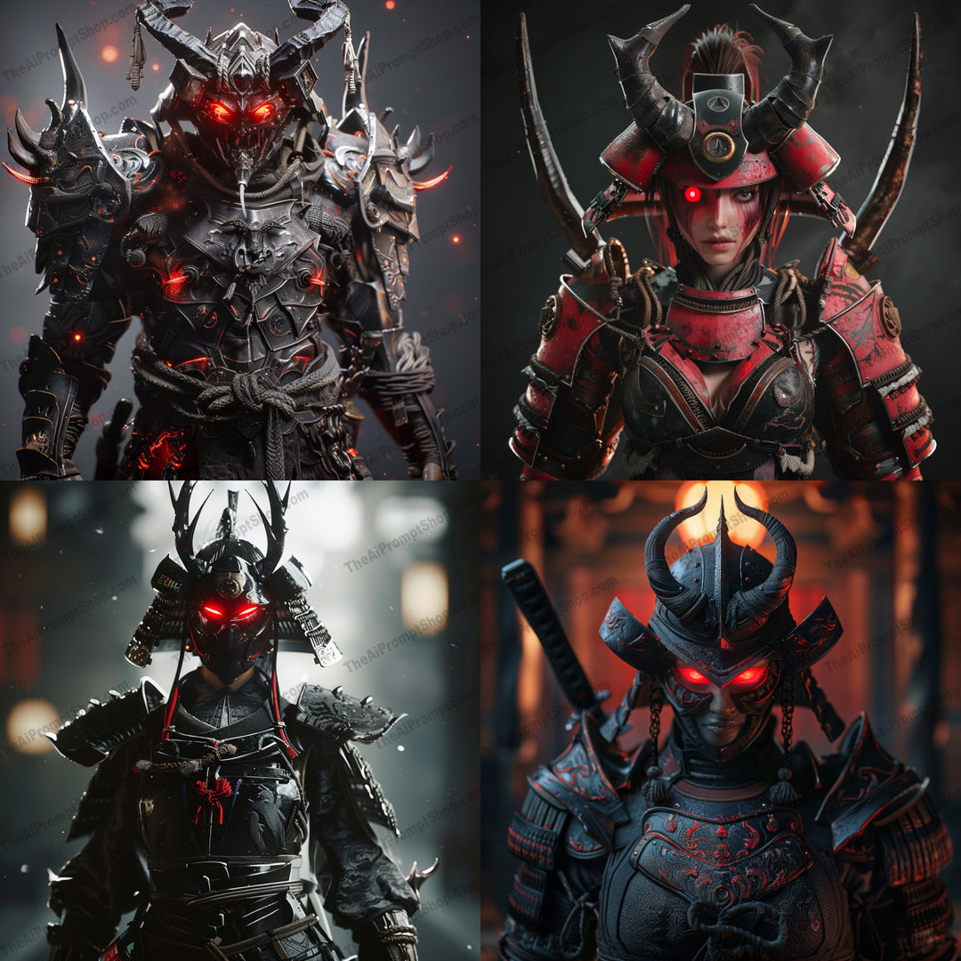 Futuristic Samurai Warrior AI MidJourney Image Prompt, 8671 Animation & Cartoons, midjourney, futuristic, samurai, warrior, high-tech, armor, glow, strength, mystery, science fiction, cyberpunk, advanced technology, intense, elaborate, otherworldly, battle-ready, sci-fi, neon, dystopian, combat, heroic, Midjourney, Ai, Ai Image Prompt, Image Prompt, Prompt