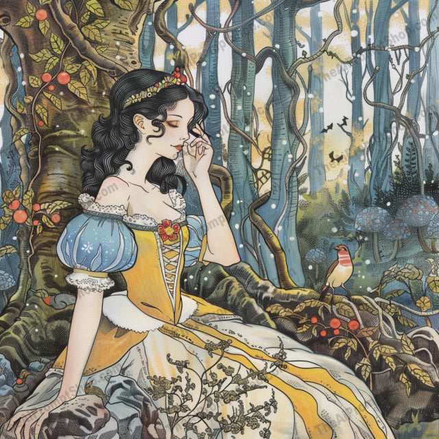 Enchanting Fairytale Princesses AI MidJourney Image Prompt, 8078Alice in Wonderland, artistic prints, Cinderella art, classic fairytales, detailed artwork, enchanted forest art, fairytale art, fairytale collection, fantasy wall art, hand-drawn illustrations, intricate designs, magical scenes, midjourney, princess decor, princess illustrations, Rapunzel art, Snow White art, storybook characters, whimsical decor