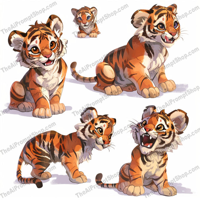 Cute Baby Animals Digital Art AI MidJourney Image Prompt, 8426adorable, Ai, Ai Image Prompt, animal drawings, Animals, artwork, baby animals, cartoon animals, charming, children's illustration, cute animals, cute elephants, digital art, hand-drawn, illustration, Image Prompt, kids art, koalas, lovable art, midjourney, nursery decor, playful animals, Prompt, red pandas, tiger cubs, whimsical art