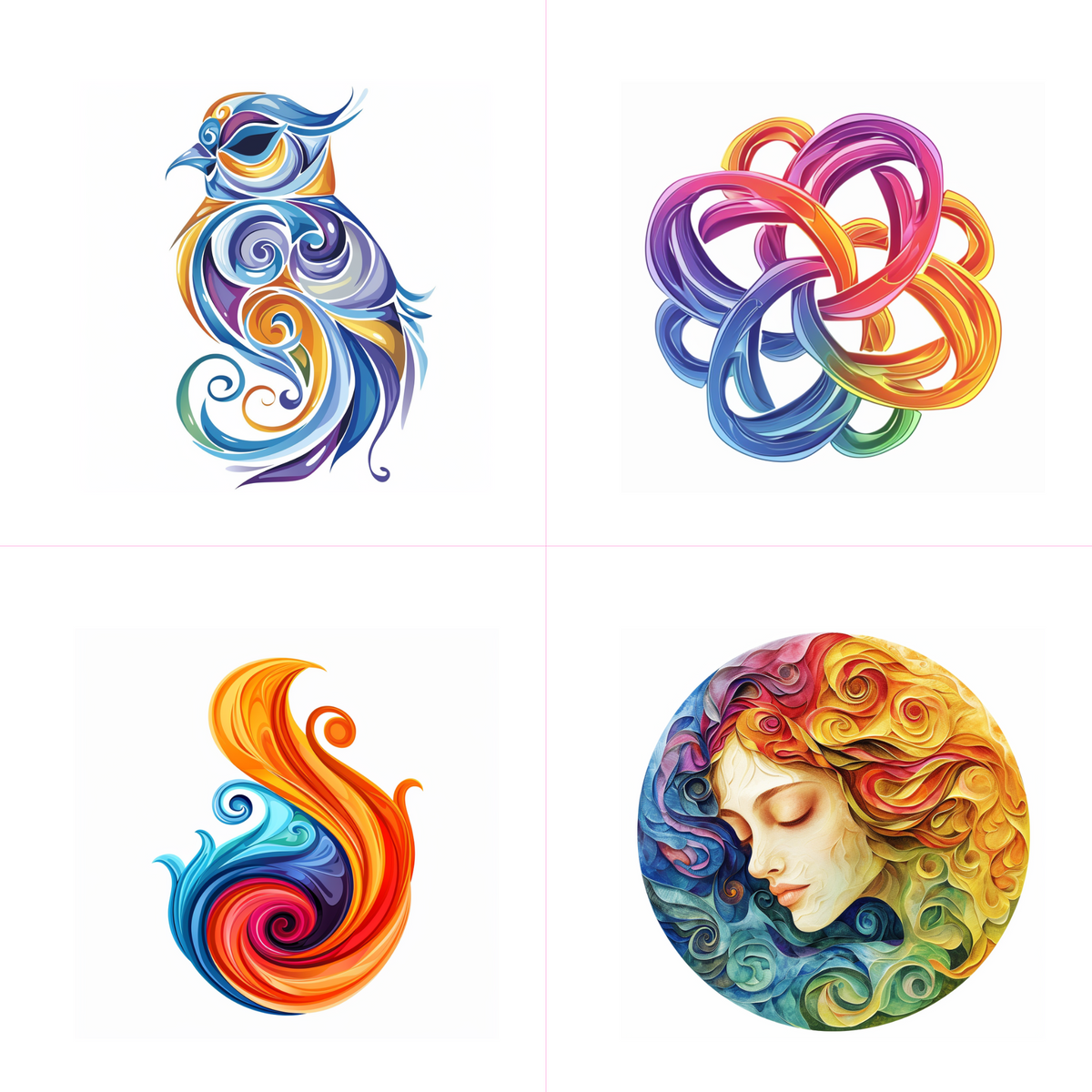 Logos in a abstract style created from an AI image prompt.