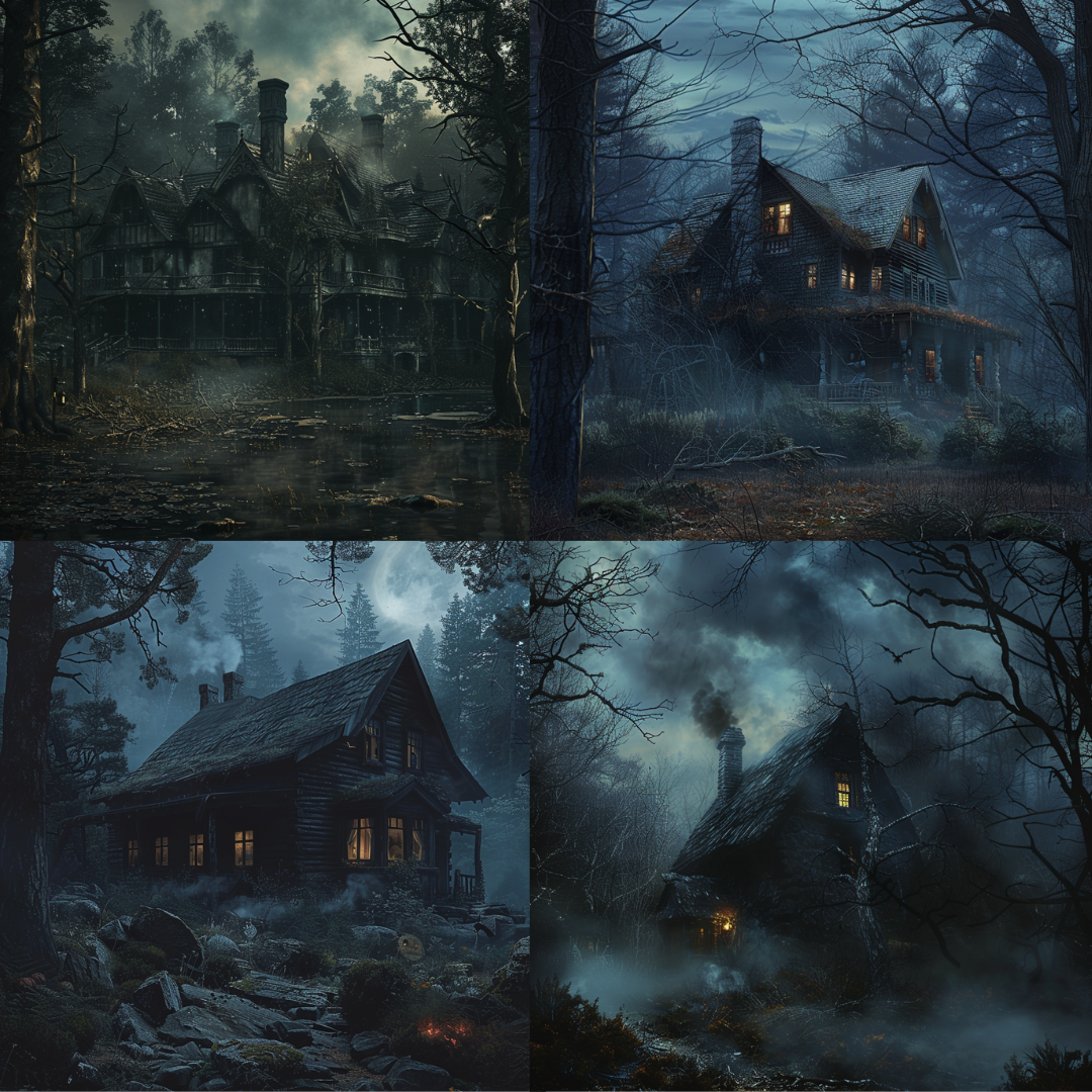 AI MidJourney Image Prompt, Whispers of the Forgotten Estate, 4855chat gpt, chat gpt prompts, chatgpt, chatgpt prompts, Cinematic horror scenes, Creepy estate, Dimly lit, Eerie nightscapes, Foggy environments, Forest-bound dwellings, Ghostly aura, Gothic mansions, Haunted house, Lost abodes, midjourney, Misty ambiance, Moody settings, Mysterious homesteads, Scary, Secluded cabins, Twilight mystery, Wilderness retreats