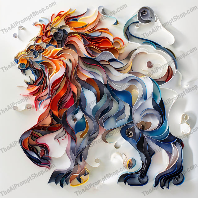 Elegant Paper Art AI MidJourney Image Prompt, 8100animal wall art, artistic animals, contemporary decor, creative decor, decorative art, detailed art, dragon art, elegant designs, handcrafted designs, horse art, intricate animal art, lion art, midjourney, modern art, paper art, paper sculpture, quilling art, swan art, three-dimensional art