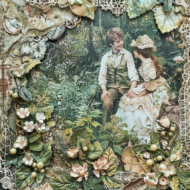 Vintage Romance AI MidJourney Image Prompt, 9452 Portraits & People, midjourney, vintage, romance, nostalgic, lace, floral, elegant, timeless, beautiful, classic, artistic, retro, couple, love, nature, decorative, scenic, fantasy, whimsical, ornate, detailed, Midjourney, Ai, Ai Image Prompt, Image Prompt, Prompt