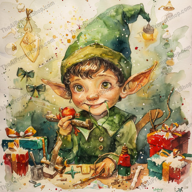 Festive Watercolor Holiday Scene AI MidJourney Image Prompt, 8410Ai, Ai Image Prompt, Art, Celebration, Christmas, Decoration, Elf, Festive, Gift, Greeting card, Holiday, Holidays, Home decor, Illustration, Image Prompt, Joy, Magic, midjourney, Ornaments, Prompt, Reindeer, Santa, Seasonal, Snowman, Watercolor, Whimsical, Winter
