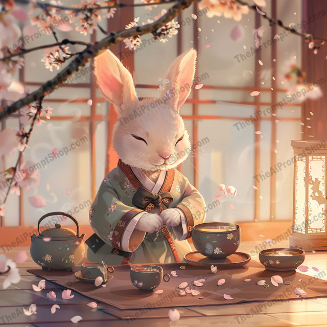Elegant Anthropomorphic Tea Party AI MidJourney Image Prompt, 8441Ai, Ai Image Prompt, animal figures, Animals, anthropomorphic, artistic, charming, decorative, detailed art, elegant, enchanting, exquisite, fantasy style, Image Prompt, intricate, midjourney, Prompt, refined, rich colors, sophisticated, stylized animals, tea party, themed party, traditional attire, visual experience, whimsical