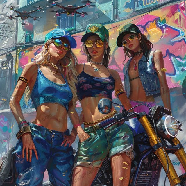 Stylish Urban Art Characters AI MidJourney Image Prompt, 9515 Character Art, midjourney, urban, stylish, characters, vibrant, bold colors, dynamic, detailed backgrounds, urban atmosphere, street fashion, trendy, modern, youth culture, city life, art illustration, cool outfits, street style, colorful, casual wear, scenic urban, hip hop, Midjourney, Ai, Ai Image Prompt, Image Prompt, Prompt