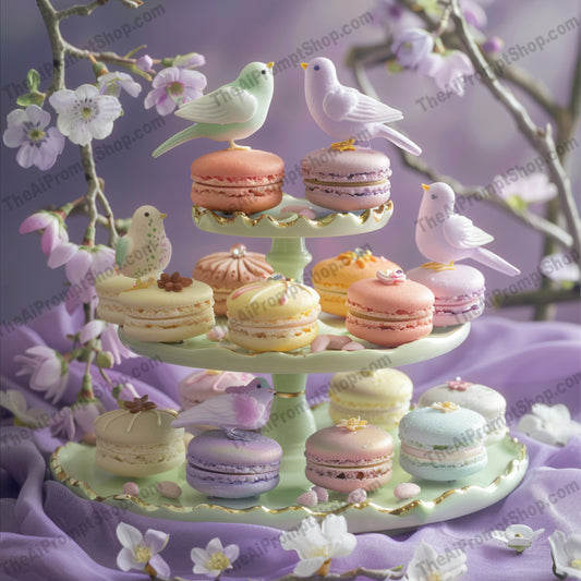 Whimsical Food Arrangement AI MidJourney Image Prompt, 9500 Food, midjourney, digital art, food art, whimsical, vibrant, macarons, sweets, cakes, decorative food, artistic cuisine, playful art, culinary art, pastel colors, intricate design, imaginative food, food arrangement, delightful, creative, colorful, fantasy, digital illustration, Midjourney, Ai, Ai Image Prompt, Image Prompt, Prompt