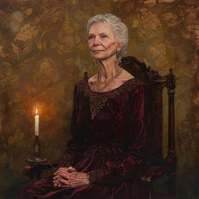 Candlelit Portraits AI MidJourney Image Prompt, 9663 Portraits & People, midjourney, portrait, candlelight, moody, dramatic, classical, painting, dark, warm, glow, single subject, elegant, detailed, vintage, artistic, rich colors, timeless, intricate, traditional, fine art, masterpiece, Midjourney, Ai, Ai Image Prompt, Image Prompt, Prompt