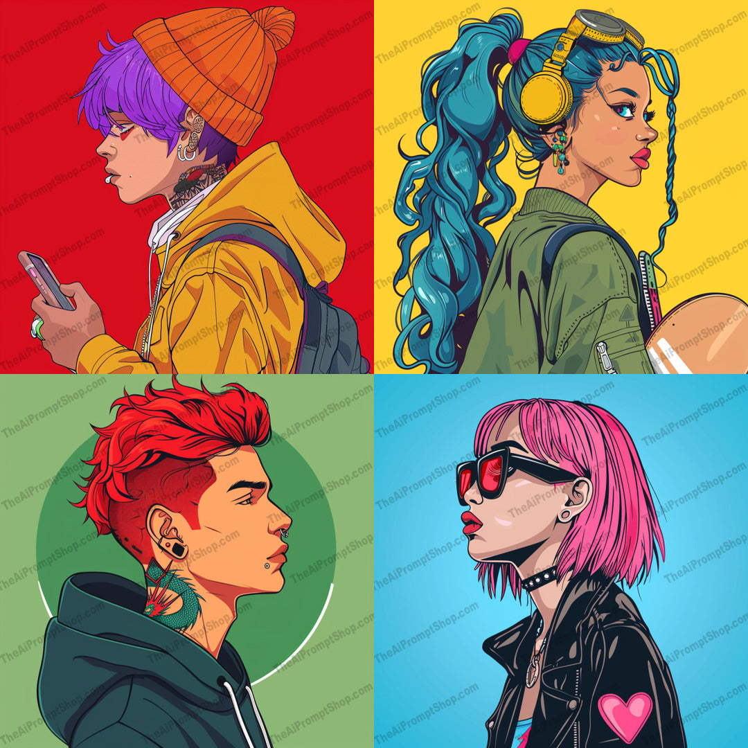 Trendy character art in a colorful style created from an AI image prompt.