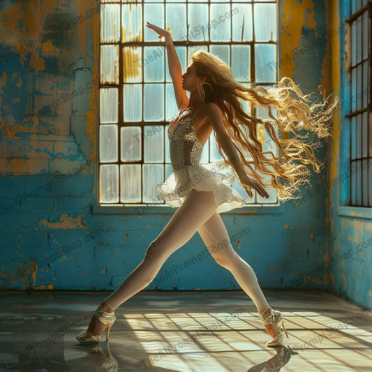 Elegant Ballet Dancer AI MidJourney Image Prompt, 9338 Portraits & People, midjourney, ballet, dancer, elegant, graceful, ballet pose, stage, light, shadow, dance, movement, performance, artistic, creative, theater, art, costume, fashion, tutu, pointed toes, ballet shoes, Midjourney, Ai, Ai Image Prompt, Image Prompt, Prompt