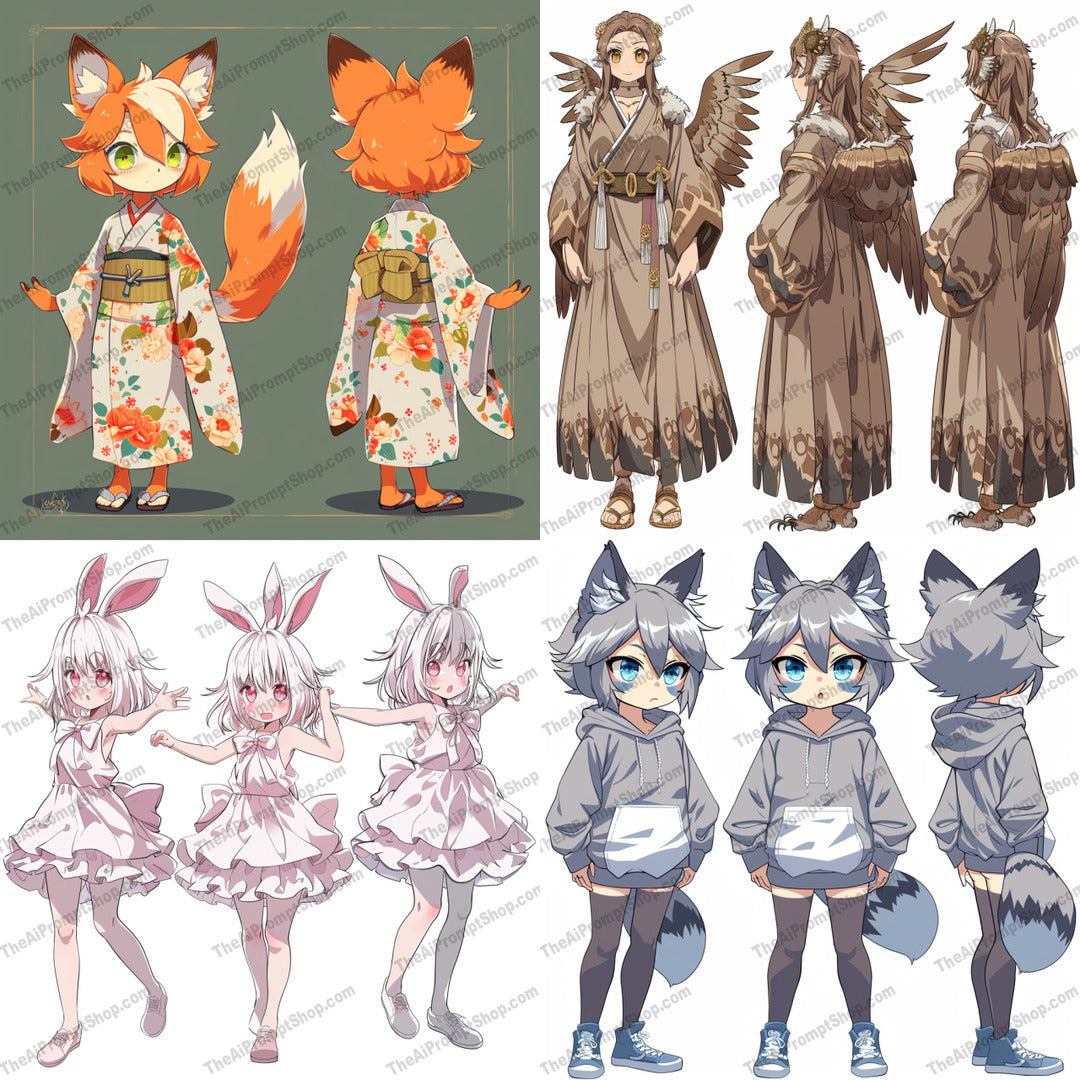 Anime Character Lineup AI MidJourney Image Prompt, 9163 Character Art, midjourney, anime, character design, cute characters, whimsical, detailed art, Japanese style, costumes, kawaii, fantasy characters, artistic, illustration, manga, original characters, concept art, anime fashion, adorable, creative design, colorful, anime art, character lineup, Midjourney, Ai, Ai Image Prompt, Image Prompt, Prompt