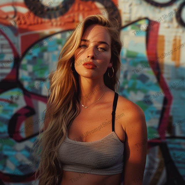 Urban Street Style Portrait AI MidJourney Image Prompt, 8231artistic, choker, cityscape, colorful, denim jacket, dynamic, edgy, expression, fashion, fashionable, graffiti, hoodie, modern, portrait, trendymidjourney, urban street style, vibrant, youthful