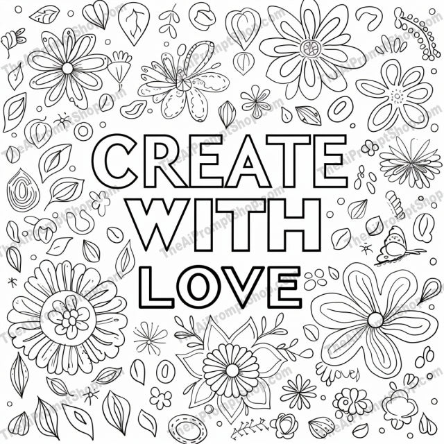 Inspirational Coloring Page AI MidJourney Image Prompt, 9358 Coloring Pages, midjourney, coloring page, black and white, inspirational, motivational, detailed design, patterns, doodles, art therapy, creative, DIY, crafts, lettering, typography, self-care, relaxation, mindfulness, decorative, floral elements, nature, quotes, Midjourney, Ai, Ai Image Prompt, Image Prompt, Prompt