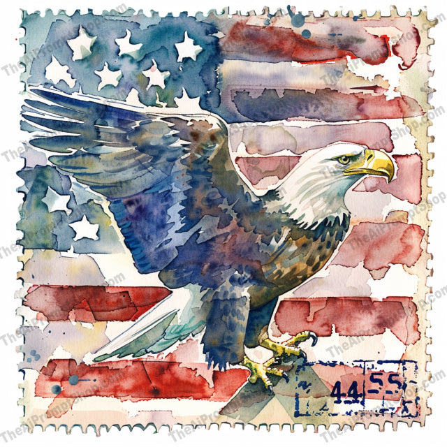 Patriotic Themed Illustrations AI MidJourney Image Prompt, 8235American Flag, American Symbols, Americana, Bald Eagle, Collectible Art, Freedom, Heritage, Independence, Liberty Bell, National Pridemidjourney, Patriotic Vintage Art, Patriotism, Stamp Art, Statue of Liberty, Symbolic Art, USA Icons, Vintage Stamps, Watercolor, Watercolor Stamps