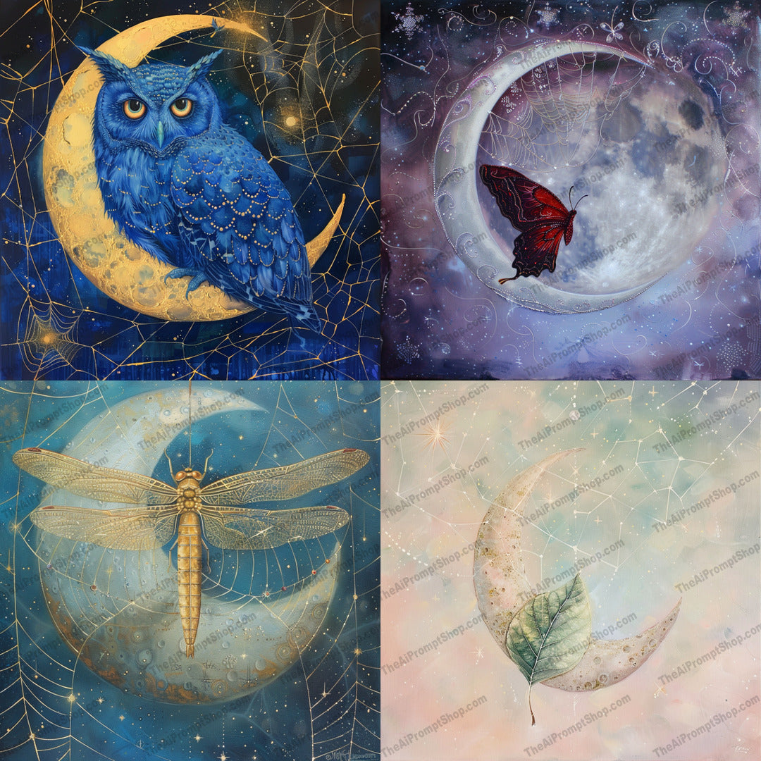 Celestial creature under moonlight illustration in a fantasy style created from an AI image prompt.