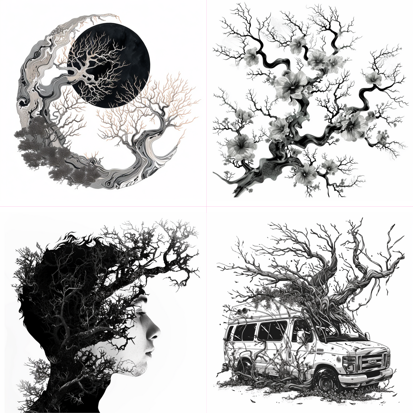Logos in a vintage style created from an AI image prompt.